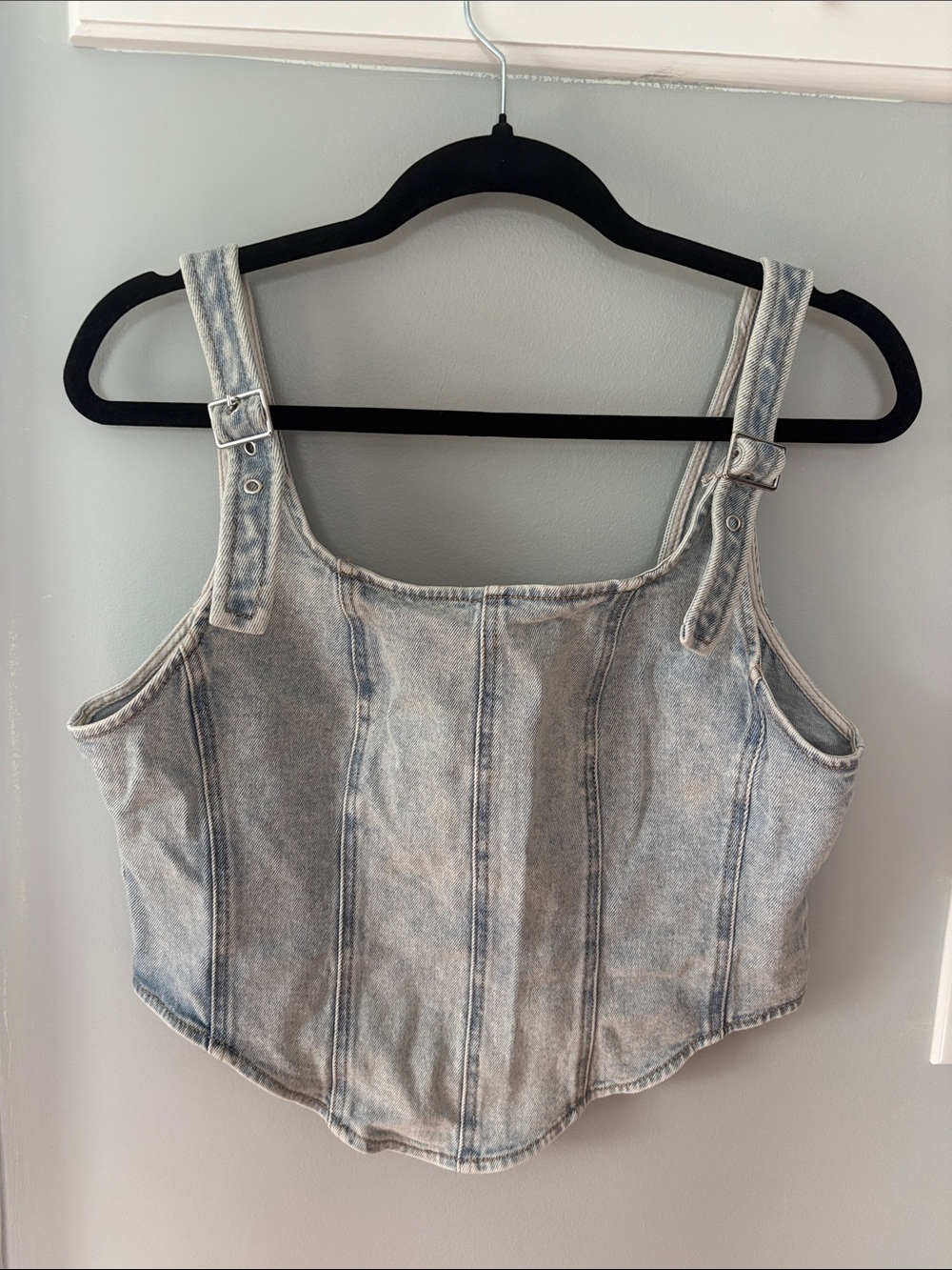 GUC Wild Fable Light Wash Denim Corset Top - Women Size L